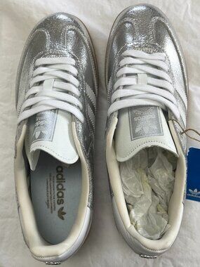 adidas Metallic Silver & White Athletic Shoes